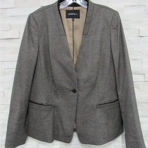 Lafayette 148 Brown, Black White Wool Silk Fine Tweed Suit Jacket Blazer Size 12